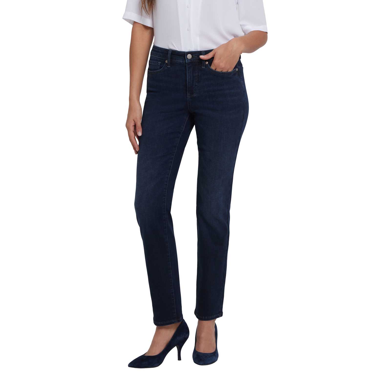 NYDJ Sheri Slim Rhinestone Bk Pkt Jean